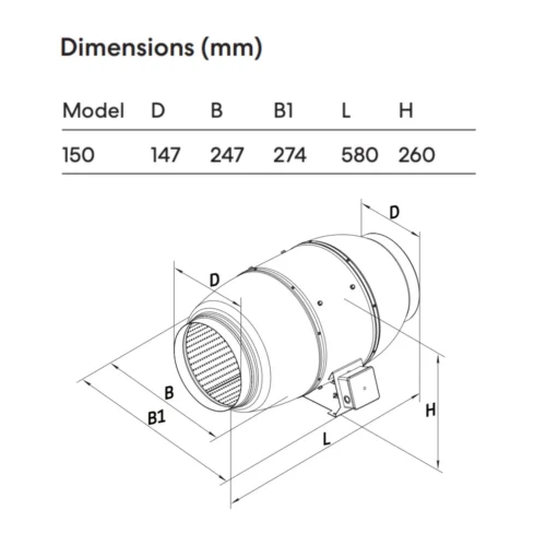 fanco-inline-fan-tt-silent-mixlfow-150mm-dimensions