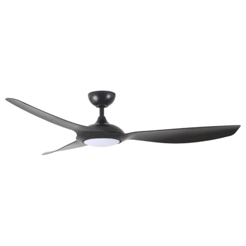 claro-glider-high-airflow-60-inch-dc-ceiling-fan-black-with-led-light-side-view-short-rod