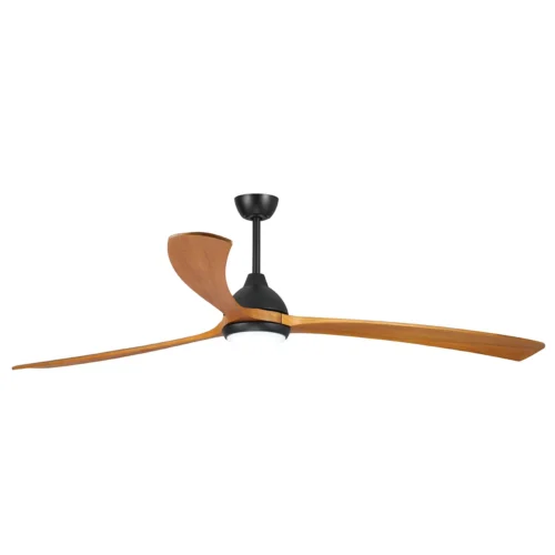 Fanco Sanctuary DC Ceiling Fan with LED Light - Black with Teak Solid Timber Blades 70"
