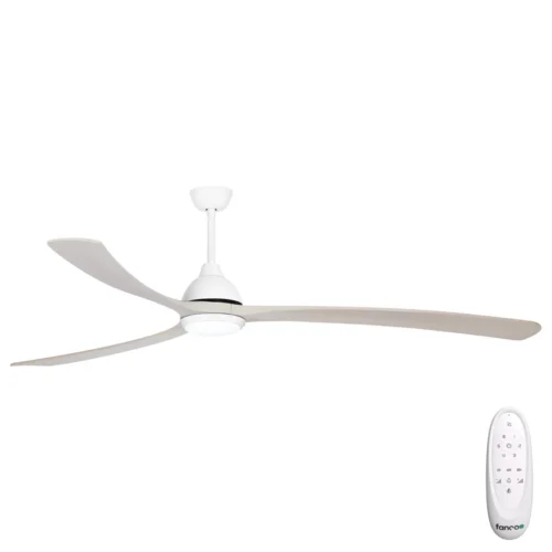 Fanco Sanctuary DC Ceiling Fan with LED Light - White with Solid Timber Blades 92"