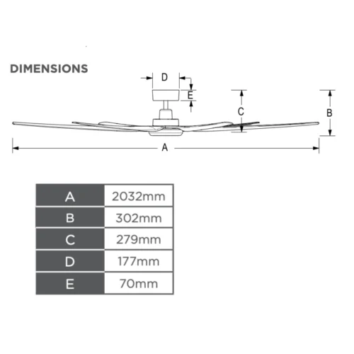 hunter-pacific-magnum-dc-80-inch-white-dimensions