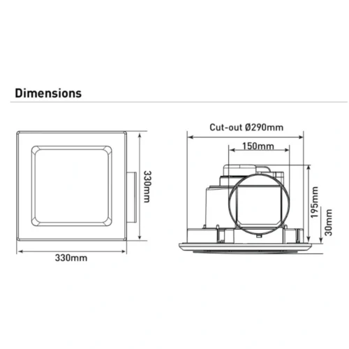mercator-novaline-2-exhaust-fan-square-290-dimensions